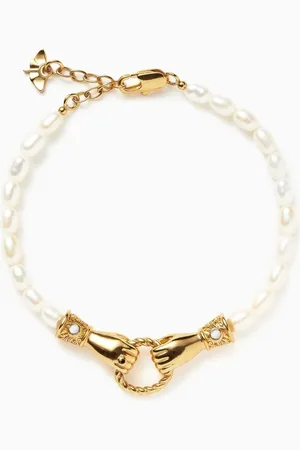 Missoma ​​x Harris Reed In Good Hands Pearl Bracelet in 18kt Gold-plated Brass