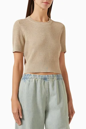 ENZA COSTA Cropped Sweater in Linen-knit