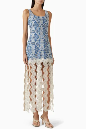 Waimari Willa Embroidered Maxi Dress in Denim