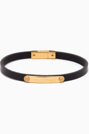 Saint Laurent ID Plaque Bracelet in Leather