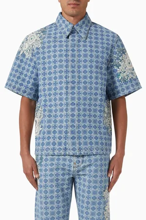 AMIRI Floral Emboridered Shirt in Denim