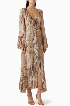 BLUMARINE Ruffled Printed Maxi Dress in Chiffon