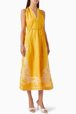 Scarlett Poppies In The Spirits Midi Dress in Linen-blend