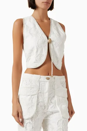 Azulu Jack Embroidered Vest in Cotton