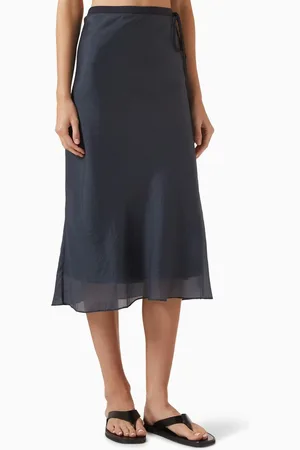 DUNST Layered Midi Skirt in Satin