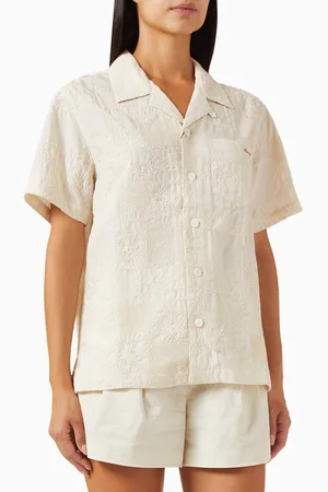 DUNST Embroidered Open Collared Shirt in Rayon