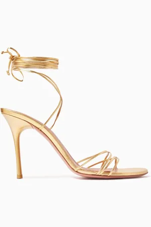 Amina Muaddi Lori 95 Lace-up Sandals in Metallic Leather