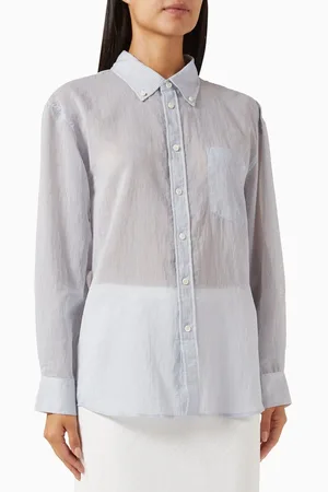 DUNST Unixex Oversized Sheer Shirt in Cotton-blend