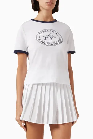 Sporty & Rich Riding Club Ringer T-shirt in Cotton