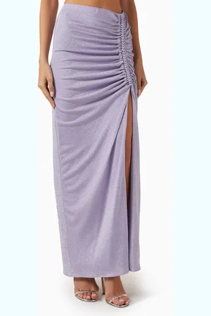 Azulu Marina Ruched Maxi Skirt in Metallic-fabric