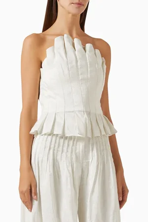 Azulu Nola Strapless Top in Linen