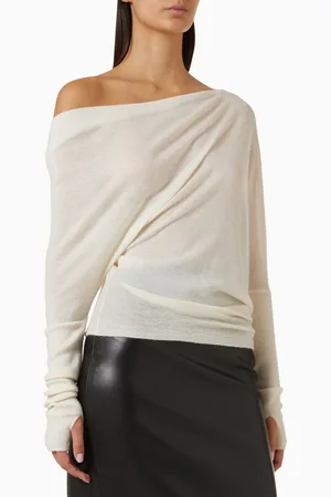 ENZA COSTA One-shoulder Slouch Sweater in Tissue Cashmere