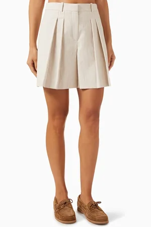 THEORY Pleated Shorts in Cotton Blend