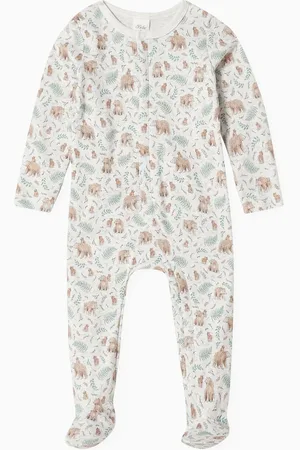 Minihaha Mateo Forest-bear Sleepsuit in Organic Cotton