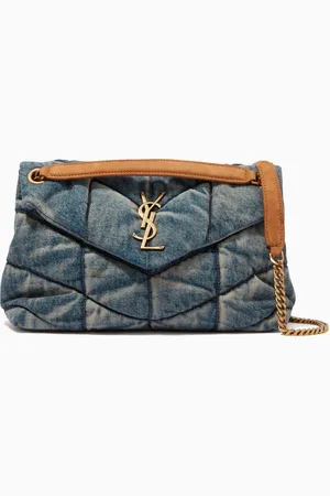 Saint Laurent Small Loulou Puffer Bag in Quilted Vintage Denim & Suede