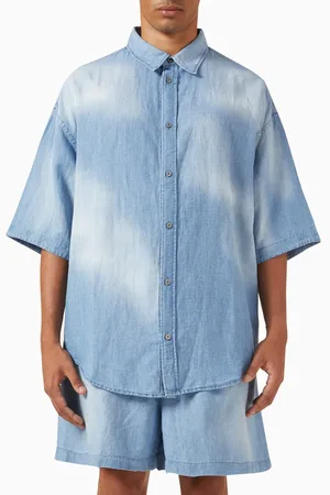 Acne Studios Logo Stamp Button-up Shirt in Cotton & Linen