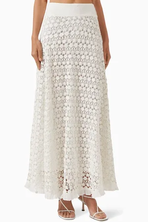 by Ti Mo Crochet Maxi Skirt in Linen