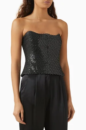 The Sei Sequin-embellished Curved Bustier Top
