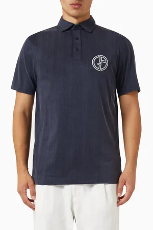 Giorgio Armani Love Capsule Logo Polo Shirt in Cupro-cotton Blend