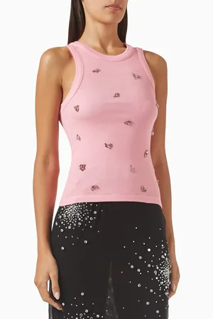 Des Phemmes Classic Crystal-embellishment Tank Top in Jersey