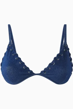 GOOD AMERICAN Triangle Bikini Top in Denim