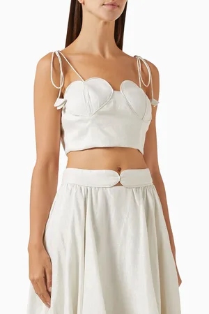 Azulu Petalo Crop Top in Linen