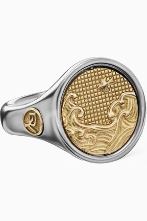 David Yurman Water & Fire Duality Signet Ring in 18kt & Sterling Silver
