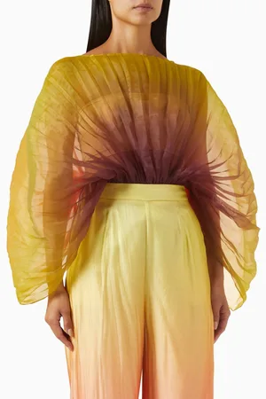Andrea Iyamah Sombra Pleated Bodysuit in Organza