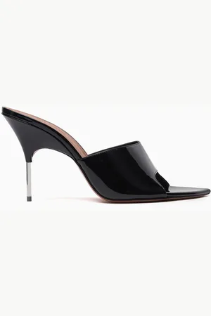 Amina Muaddi Bianca 95 Mules in Patent Leather