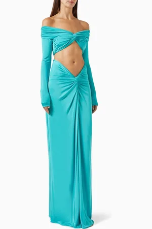 Ilkyaz Ozel Jasmine Off-shoulder Cut-out Gown