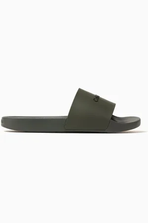 Calvin Klein Logo Pool Slides in Rubber