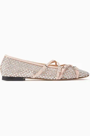 Mach & Mach Crystal-embellished Ballet Flats in Mesh