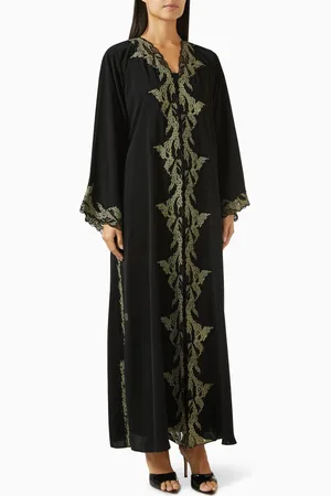 Rauaa official Lace Embroidered Abaya in Nada