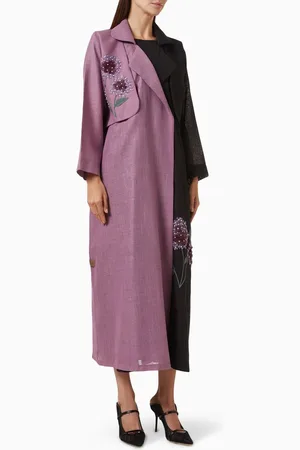 Rauaa official Two-tone Trench Coat Abaya in Linen