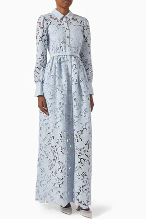 Self-Portrait Belted Maxi Dress in Lace