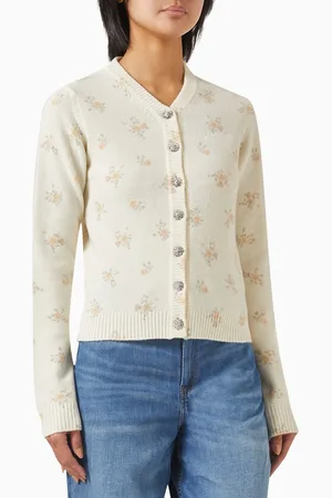 Ganni Floral Cardigan in Wool Blend