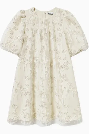 Self-Portrait Floral-embellished Midi Dress in Tulle