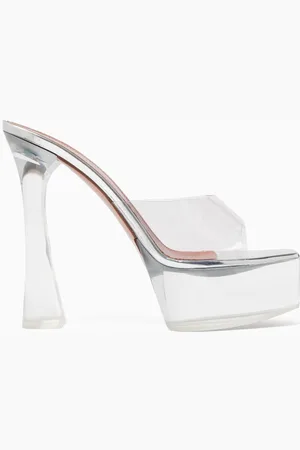 Amina Muaddi Dalida 140 Mule Sandals in Plexi