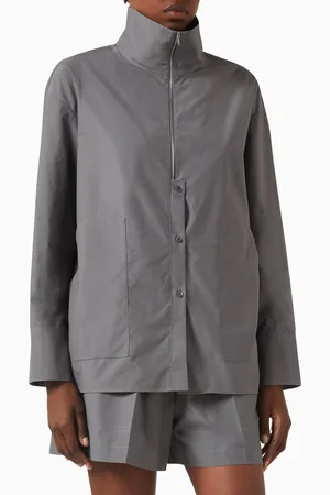 12 STOREEZ Relaxed-fit Zip-collar Shirt in Cotton