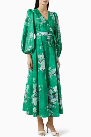 ZIMMERMANN Everley Wrap Midi Dress in Cotton