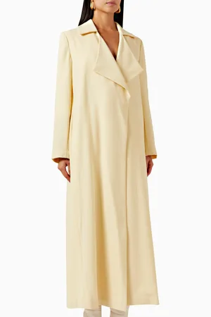 Bouguessa Wafa Long Trench Coat in Wool Blend