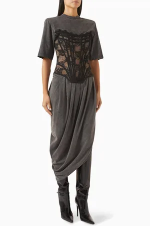 GIUSEPPE DI MORABITO Bustier Draped Midi Dress