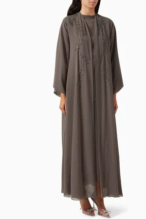 Homa Q Three-piece Abaya Set in Chiffon & Silk