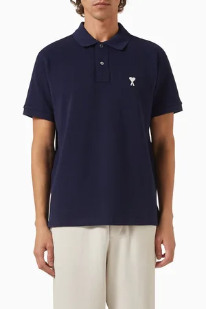 Ami Embroidered-logo Polo Shirt in Pique-knit