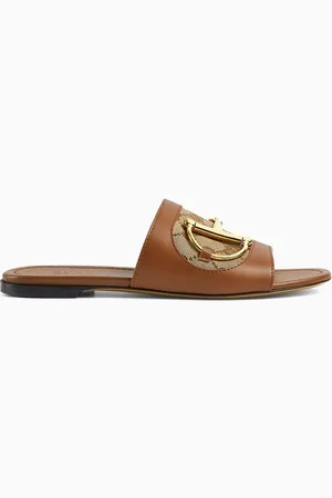 Gucci Horsebit Slide Sandals in GG Canvas & Leather