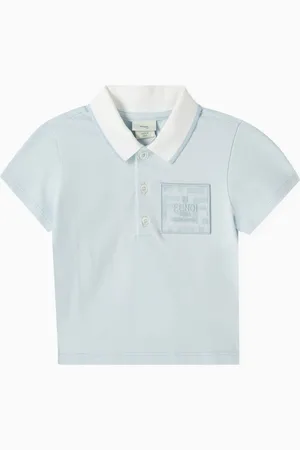 Fendi Logo Patch Polo Shirt in Cotton Jersey