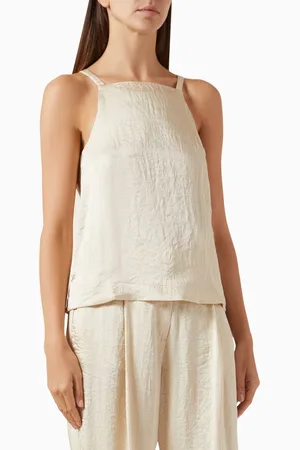 MARELLA Square-neck Top in Crinkle Fabric