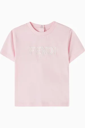 Fendi Logo Embroidered T-shirt in Cotton
