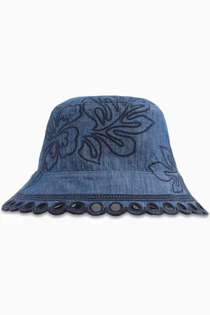 ZIMMERMANN Embroidered Bucket Hat in Denim