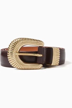 Sandro Ribbed Buckle Belt in Leather